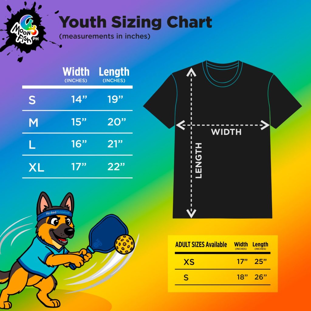Hooked Pickleball Juniors - Youth Sizing Chart